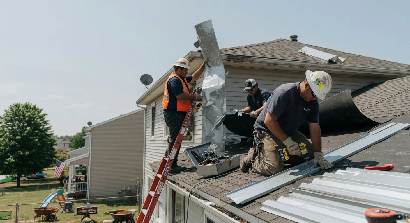 Storm Damage Metal Roof Repair in Brunsville, IA